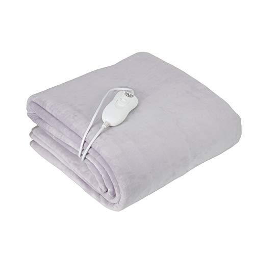 ADLER Coperta termica elettrica – 60W, 150x80cm, 4 livelli di temperatura, Pile corallo