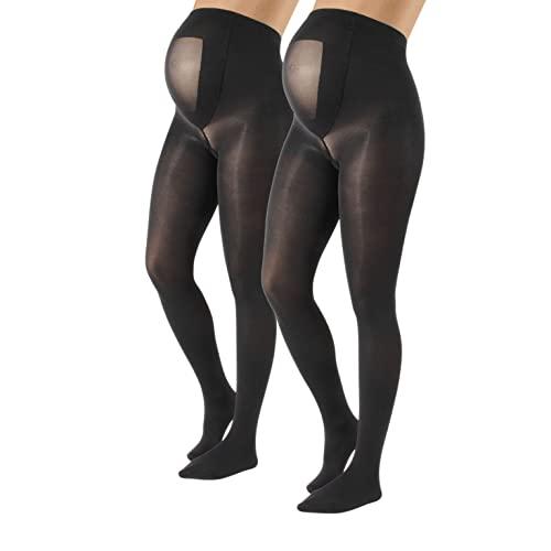 CALZITALY 2 Paia Collant Premaman Opachi, Calze Maternità Comode, Strutturate Ed Elasticizzate, Calzamaglia Mezza Stagione Per Futura Mamma, 40 DEN, Nero, Blu, S M L XL, Made In Italy (M, Nero)