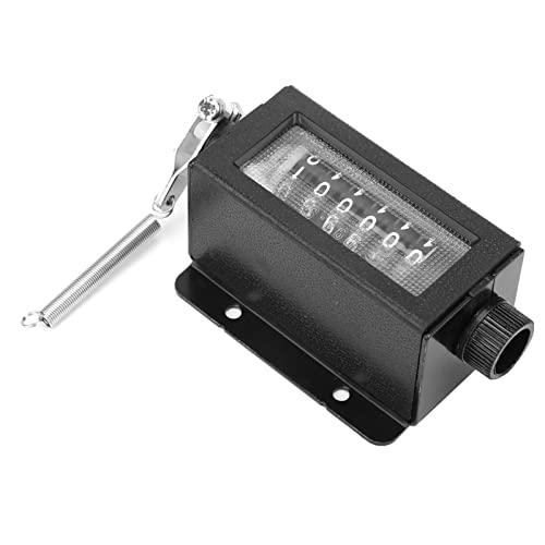 Contatore Meccanico a 6 Cifre, Contatore di Colpi Manuale, Nero, Materiale Plastica e Metallo, Display 0-999999, Ripristinabile con Manopola Rotante