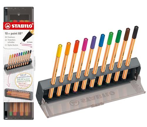 STABILO point 88 - Fineliner - Click Set da 10 - Colori assortiti