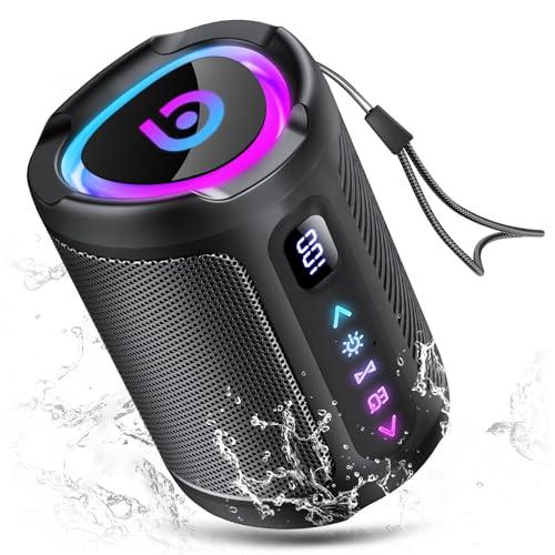 Cassa Bluetooth Portatili senza fili con luce LED, Display Digitale Intelligente+Smart EQ, Altoparlante Bluetooth Bassi Potente, Bluetooth 5.4, Speaker da Esterno per Viaggi, Sport, Feste, Ciclismo