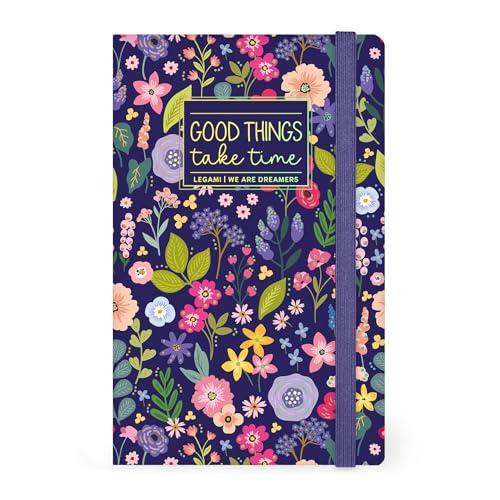 Legami - Taccuino a Righe Medium, Flowers, 164 Pagine, Taschina finale, ultime 24 Pagine staccabili, Elastico di chiusura, Angoli arrotondati, in Carta certificata FSC®, 13x21 cm