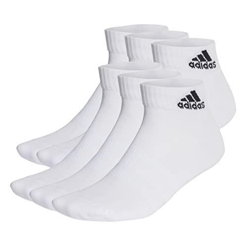 adidas Unisex - Adulto Cushioned Sportswear Ankle Socks 6 Pairs, White/Black, 4.5-6
