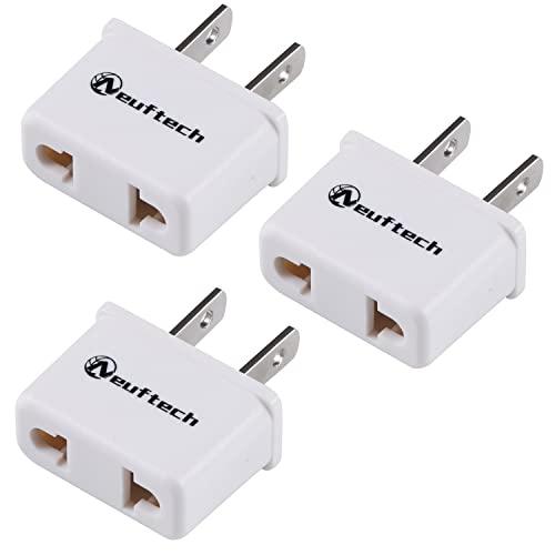 Neuftech 3x Adattatore da Viaggio USA - Adattatori da USA/America/USA/Cina/Giappone/Canada/Messico a Spagna ed Europa-Bianco