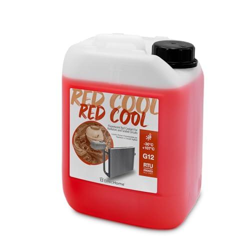 ErrecHome Red Cool, Liquido Radiatore Rosso Fluorescente -30°C, antigelo G12 con pacchetto inibitore a base organica OAT, Pronto all’uso, 5 Litri