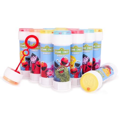 Toyland® Confezione da 12 bolle di sapone Sesame Street con bacchette, soluzione da 60 ml e coperchio a labirinto - Giocattoli per paghette e sacchetti regalo