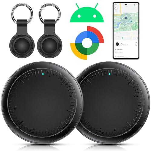 Air Tracker Android, 2 Pezzi Smart Android, Funziona con Google Dov'è App, Bluetooth Trova Oggetti, Air Tracker Bluetooth Localizzatore Chiavi per Chiavi/Bagagli/Valigie (Nero)