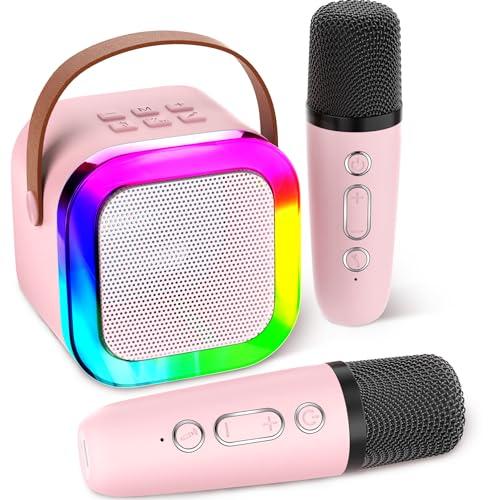 Aplsinvivi Mini Karaoke per bambini, altoparlante karaoke portatile per bambini con microfono wireless, regali per ragazze di 4, 5, 6, 7, 8, 9, 10, 12 anni + festa di compleanno, Pink