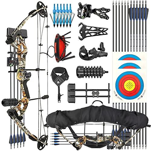ZSHJGJR Kit Arco Compound per Adulti Principianti 30-60 libbre Tiro con l'arco Kit Archi Arco compound con Accessori frecce Arco compound da caccia Professionale Competizioni Compound bow (Camo)
