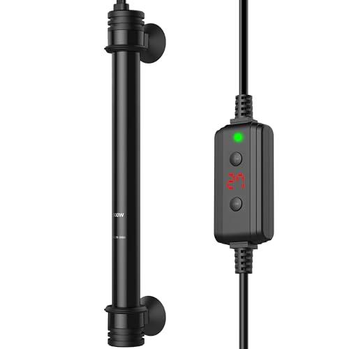 NICREW Riscaldatore Acquario 300 W, Riscaldatore per Acquario Sommergibile con Indicatore di Temperatura per Acquario Fino a 300 L, Termostato Acquario con Ventose