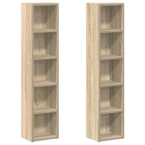 vidaXL Porta CD, Set da 2, 21x16x93,5 cm, Legno ingegnerizzato Rovere Sonoma, Vetrina con Scomparto, Mobile Contenitore Soggiorno, Libreria, Conservazione CD, Organizer multimediale
