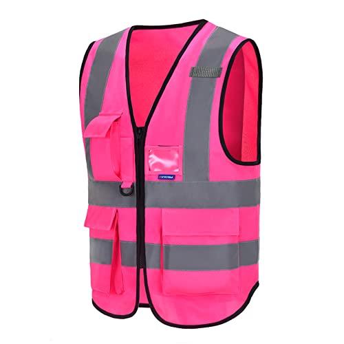 Gilet di Sicurezza Antinfortunistici Alta Visibilità con tasche Giacca da lavoro riflettente ad alta visibilità Gilet riflettente con cerniera