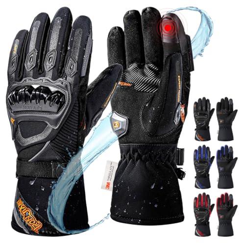 IRON JIA'S Guanti invernali da moto， guanti impermeabili antivento， leggeri e caldi con touchscreen per motociclismo， escursionismo e altri sport all'aperto，per uomini e donne