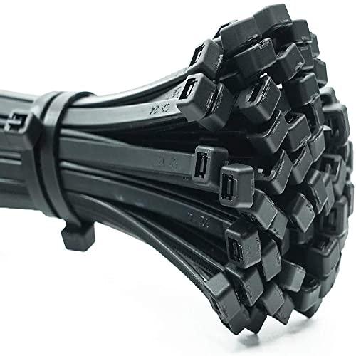 ERKO Fascette elettricista nere 400 x 4,8 mm 100 pezzi di cablaggio professionali, Resistente allatemperature, Resistenza alla rottura 22 kg forte