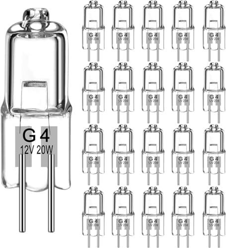 Jewan Lampadine Alogene G4 （20 pezzi） 20W 12V 280LM 2800K Luce bianca calda Dimmerabile 360° lampadine g4 lampadina alogena Per la sostituzione di lampadari di cristallo, da Cucina
