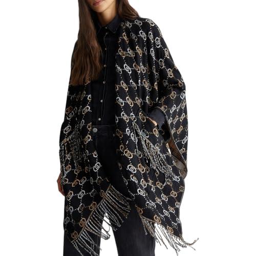 LIU JO Poncho/mantella con trama logata e frange sul fondo Non definito 22222 NERO