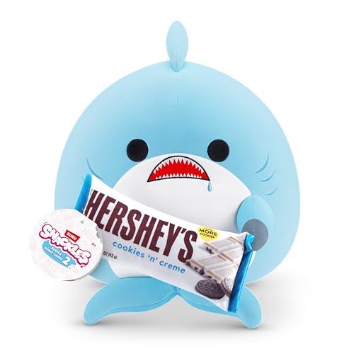 Snackle Serie 2 Snackle da 35 cm di ZURU, peluche batuffoloso, coccoloso e schiacciabile da 35 cm con accessorio snack, Shark (Hershey, Cookie n Cream)
