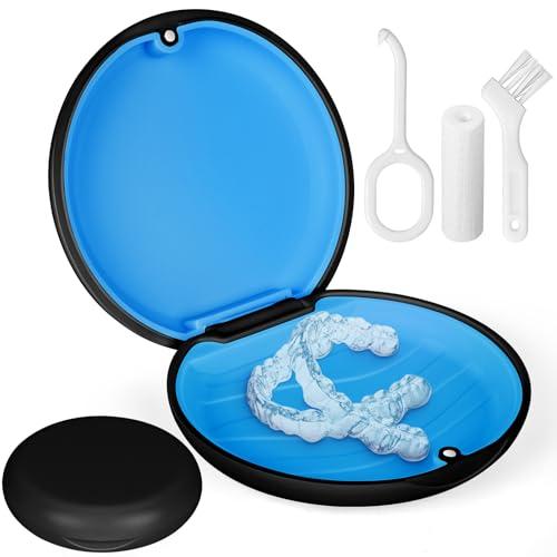 flintronic Porta Apparecchio Denti, Contenitore per Protesi Dentarie, Resistente e Facile da Pulire, per Aligner(Nero)
