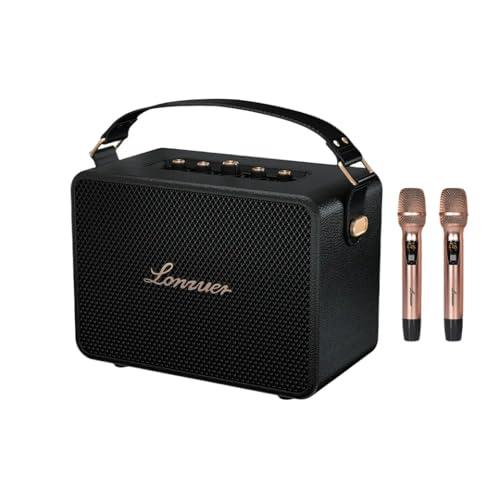 Microfono karaoke portatile con 2 microfoni senza fili, batteria da 18000 mAh, bassi da 120 W, design retrò, Bluetooth 5.3, AUX/ingresso chitarra – Altoparlante professionale per feste per adulti