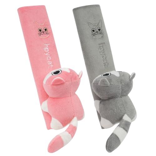 URAQT 2 Pezzi Protezione per Cintura di Sicurezza, Imbottitura per Cintura di Sicurezza Con Motivo a Gatto, Cuscinetti per Cinture di Sicurezza, Rimovibili e Lavabile per Adulti e Bambini(Gatto)