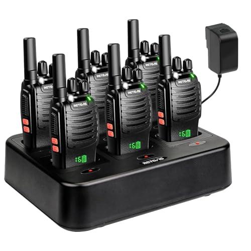 Retevis H777H Walkie Talkie, Radio Bidirezionale con Caricabatterie a Sei Vie, Display Nascosto, Durata della Batteria 19H, VOX, Ricetrasmittenti per Scuola, Supermercato, Ristorante (Nero, 6 Pezzi)