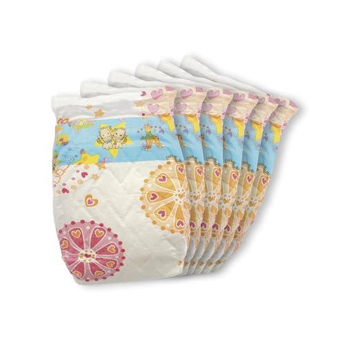 Heless 6635 - Pannolini per Bambole, 6 Pezzi, Stampati in Vita con Motivi Colorati Giocattolo, Taglia 35-50 cm