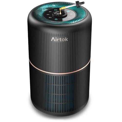 AIRTOK Purificatore Aria, Purificatore d'Aria per Allergie con Spugna Aromatica, Filtro H13 HEPA rimuove il 99,97% di polvere, polline e odori di animali domestici, con Luce notturna, 25dB