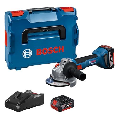 Bosch Professional 18V System Smerigliatrice angolare a batteria GWS 18V-8 (diametro disco 125 mm, incl. 2 batterie GBA 4.0Ah, caricabatteria GAL 18V-40, L-BOXX)