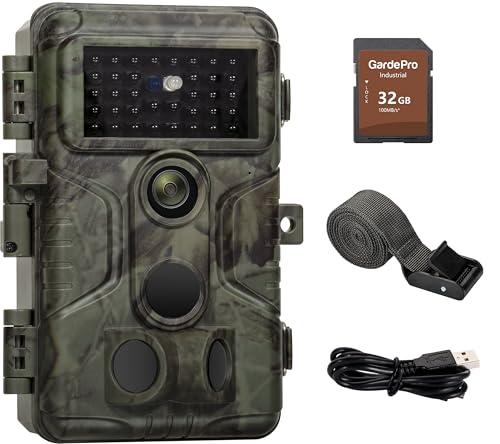 GardePro A3S Fototrappola Infrarossi Invisibili con scheda SD da 32GB 64MP 1296P H.264 Vidéo, 0,1s Tempo di Attivazione Fotocamera da Caccia Visione Notturna Fino a 30m, No-Glow IR LEDs, IP66