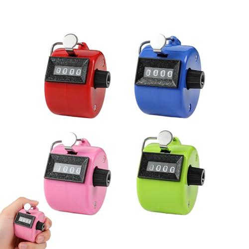 YEDOUALE Contatore Manuale 4 Pz Contatore Clicca 4 Cifre Click Meter Meccanico Fino a 9999 in ABS Nero Portatile per Sport Scuola Evento Allenamento