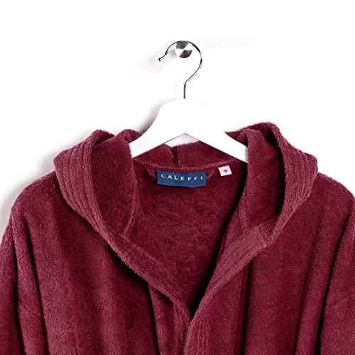 Caleffi Minorca Accappatoio con Cappuccio, Cotone , Bordeaux, M, 75795