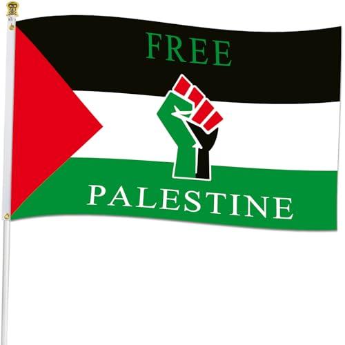 Bandiera Palestinese in poliestere 100D con occhielli in ottone, ideale come regalo islamico per esterni e interni, 90 x 150 cm, ideale come regalo islamico per esterni e interni