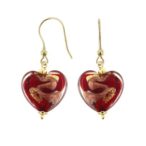 Venetiaurum - Orecchini Cuore Rosso 12mm in Vetro Originale di Murano e Argento 925 - Gioiello Made in Italy Certificato