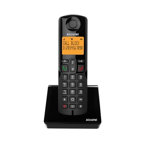 ALCATEL S280 - Telefono Fisso Cordless DECT - Design Compatto - Grande Display Retroilluminato - Vivavoce - Funzione Blocco Chiamate - Rubrica da 50 Contatti - Nero