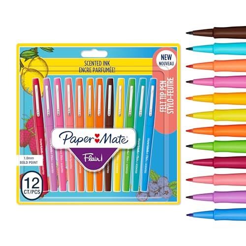 Paper Mate Flair, Pennarelli profumati assortiti, coi colori e profumi del brunch domenicale, punta media (0,7 mm), 12 pezzi