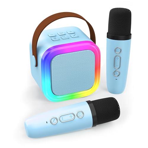 Koolcover Mini macchina per karaoke per bambini e adulti, altoparlante Bluetooth portatile con 2 microfoni wireless, giocattoli regalo di compleanno per ragazze dai 4, 5, 6, 7, 8, 9, 10 + feste in