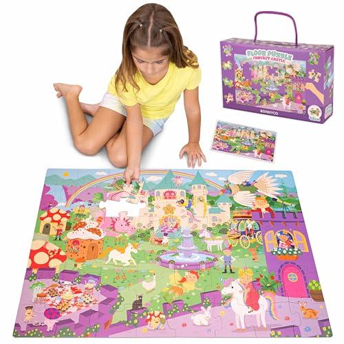 BONNYCO Puzzle Bambini XXL Castello Fantastico 48 Pezzi Grandi. Puzzle Gigante di 92 x 62 cm Giochi per Bambini. Regalo Bambina e Bambino Educativi 2-8 Anni