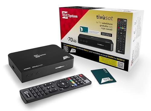 TELE System Decoder Satellitare TS9019HEVC, Smartcard tivùsat Classic Inclusa, Oltre 70 Canali HD Gratuiti, Aggiornamento Automatico Canali