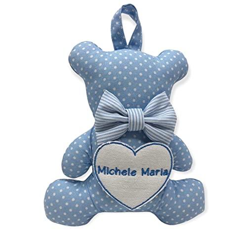 Fiocco nascita Orsetto - Mini orsetto in cotone con nome ricamato - Regalo Neonato a forma di orsetto - Personalizzato con nome ricamato- Pri Frog Fatto a mano