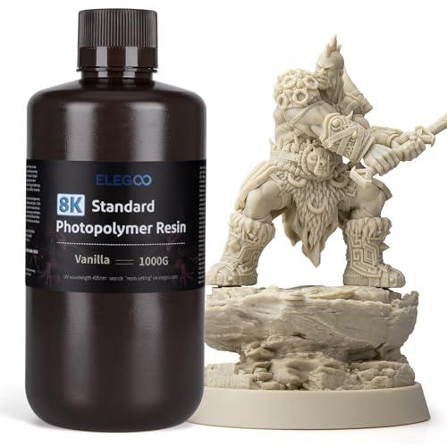 ELEGOO 8K Resina Fotopolimerica Standard 405nm a Polimerizzazione UV Migliore per la Stampante 3D Saturn 2 8K LCD Vaniglia 1000G