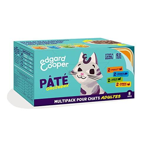 Edgard & Cooper Scatola Paté Gatto senza Cereali Cibo Naturale, Alimenti Sani Gustosi ed equilibrati, Proteine di alta qualità (Multipack, NEW – 85 g x 8 – Pollo/Salmone/Tacchino/Agnello)