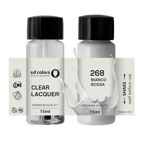 SD COLORS Bianco Bossa Nova 268, 268A, 268/A, 674, 934 - Vernice per ritocchi, 15 ML, per Riparare Graffi e scheggiature, con Pennello, (Vernice, lacca)