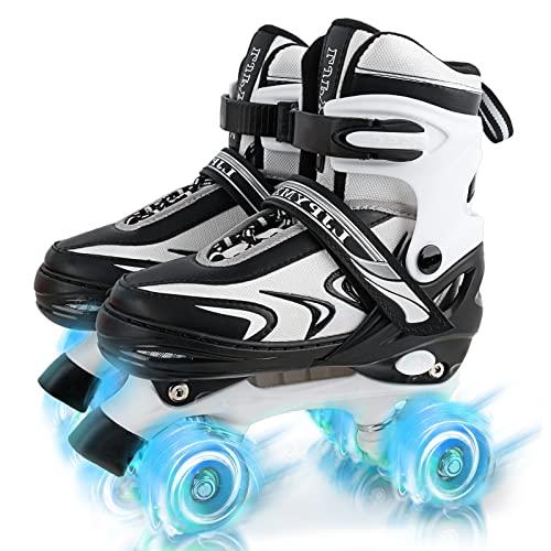 Pattini a rotelle regolabili per bambino e ragazzo, pattini a rotelle di 4 dimensioni regolabili per bambino con ruote illuminate