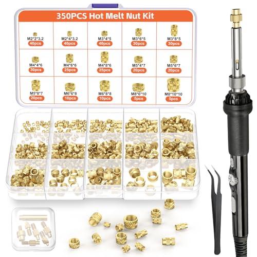 Preciva Inserto Filettato,350 Pezzi M2/M3/M4/M5/M6/M8 rivetti filettati- per Parti in Plastica Parti Della Stampante 3D