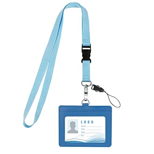 Vicloon Porta Badge, Porta Carte in pelle PU, Portabadge Collo con Slot per Schede Portafoglio, Cordino Porta Badge da Collo con la Cinghia del Collo per Carta di Ufficio ID e Scuola
