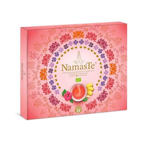 Pompadour Namaste Collection Box (conf.da 30 filtri), Felice Armonia, Risveglio dei Sensi, Puro Rilassamento, Benessere Interiore, Tè Bianco, Tè Verde con Matcha, Senza Lattosio e Glutine, 55g