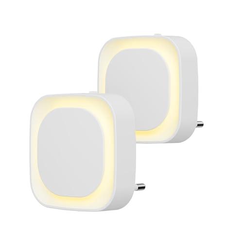 YUNLEX Presa di Luce Notturna con Sensore Crepuscolare, 3 livelli di luminosità regolabile per Camera dei Bambini, Bagno, Corridoio, Cucina, Scale, Bianco caldo