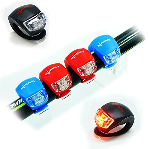 4 Pezzi Luci per bicicletta, Luce Bici Anteriore e Posteriore Impermeabile, Intelligente 3 Modalià Bicicletta, Illuminazione Bicicletta Set,Ciclismo Non Ricaricabile, Batterie incluse