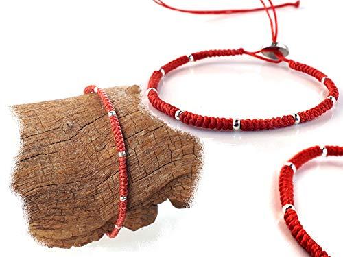 Bracciale in cotone cerato allungabile colore Rosso