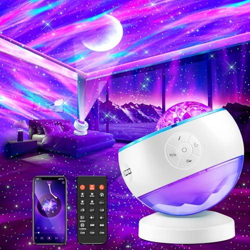 Lampada Proiettore Stelle, 180 Colori Aurora Boreale Proiettore Soffitto, Bluetooth 15 Musica LED Luce Rotante Nebulosa, Telecomando Timer 360° Galaxy Projector Per Bambini/Adulti/Regalo/Decorazioni